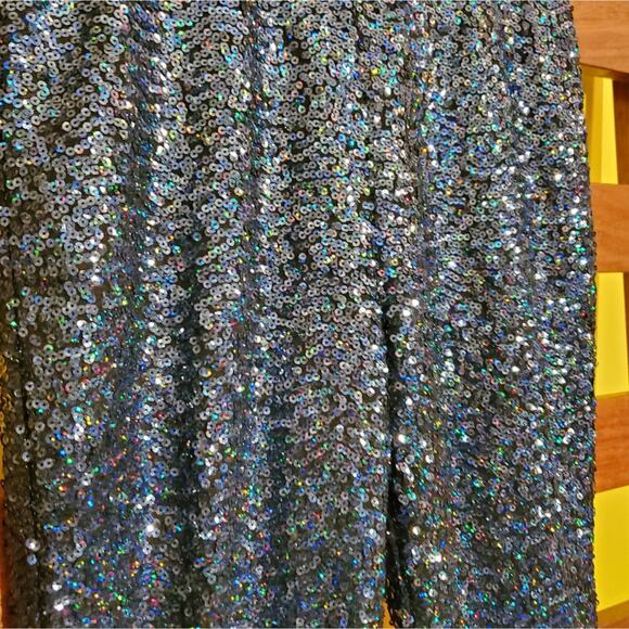Divided Blue Sequin Mermaid Pants, Sz S - Picture 2 of 5